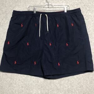 Polo Ralph Laruen Shorts Mens Size 4XB Blue/ Red All Over Pony Swim Trunk